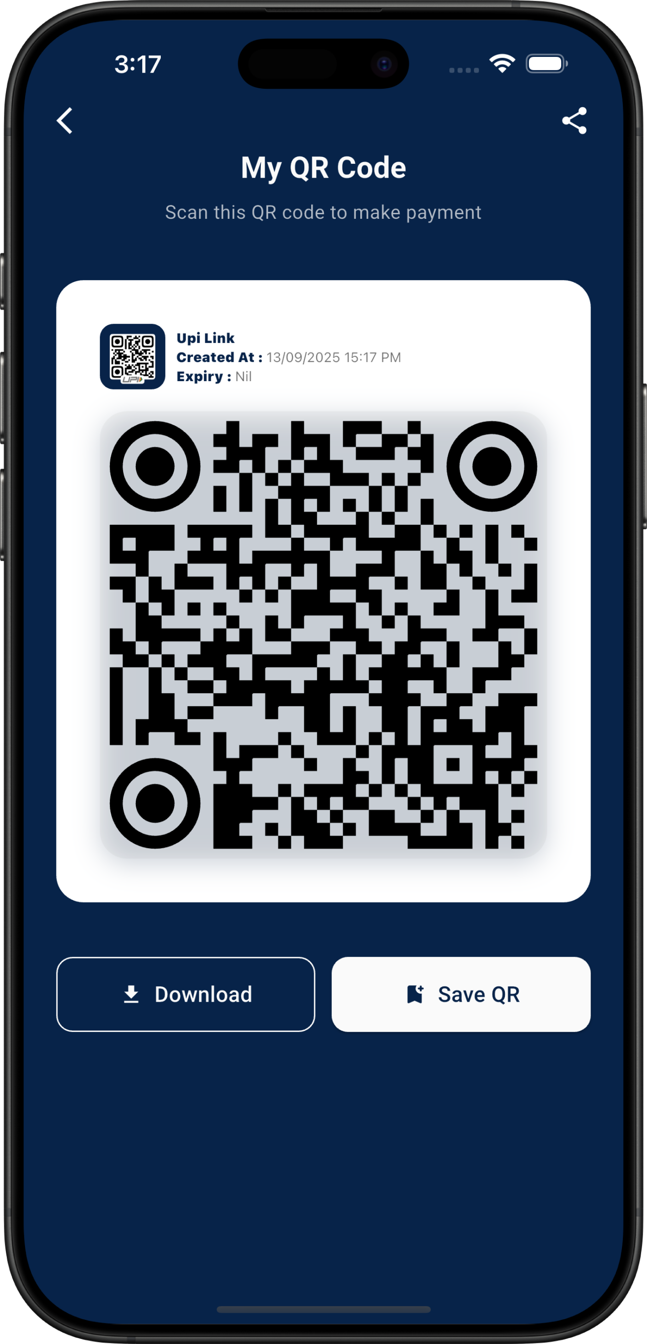 Display and Share QR Code
